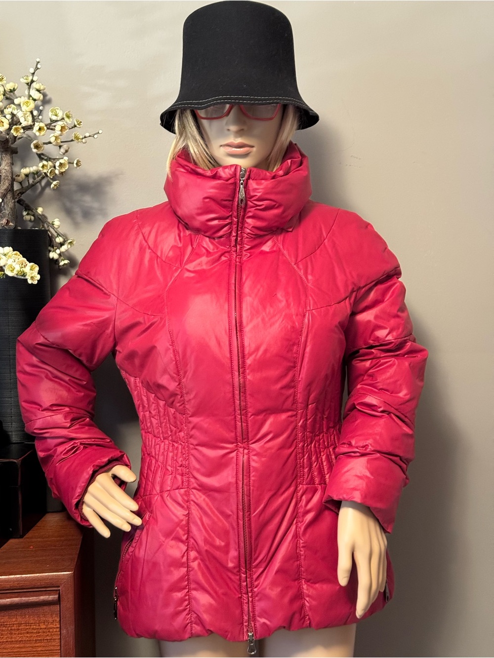 Women's Pink High-Collar Puffer Jacket